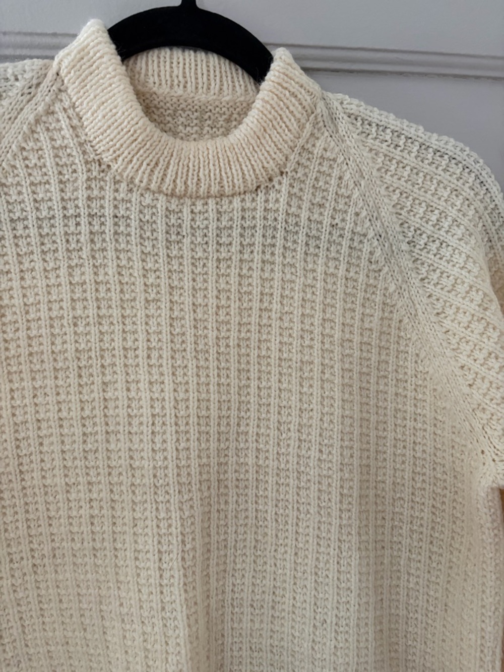 Vintage Hand Knit Cream Crewneck Sweater - Picture 5 of 5